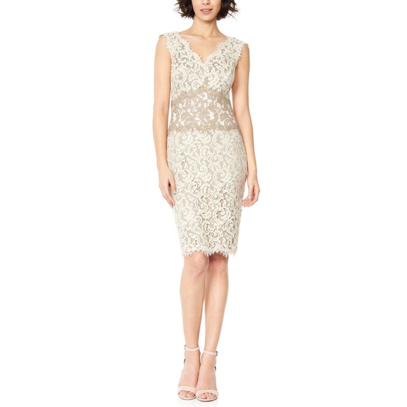 Tadashi Shoji Dresses & Skirts - Tadashi Shoji Cream and Mocha Lace Dress